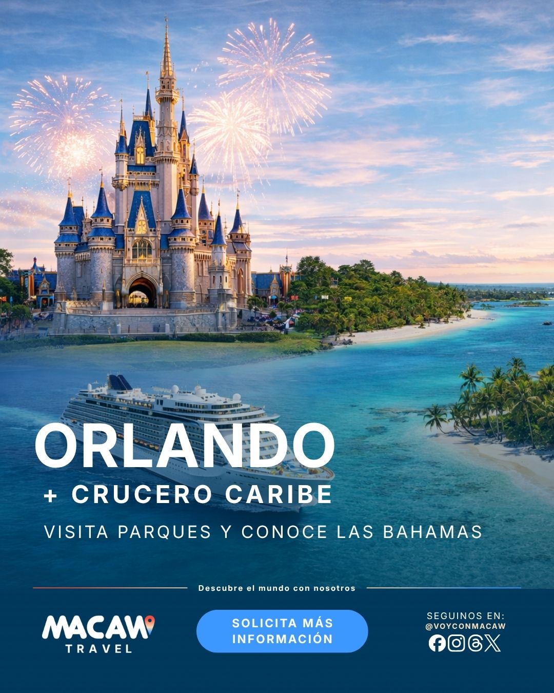 Orlando + crucero Caribe (Bahamas)